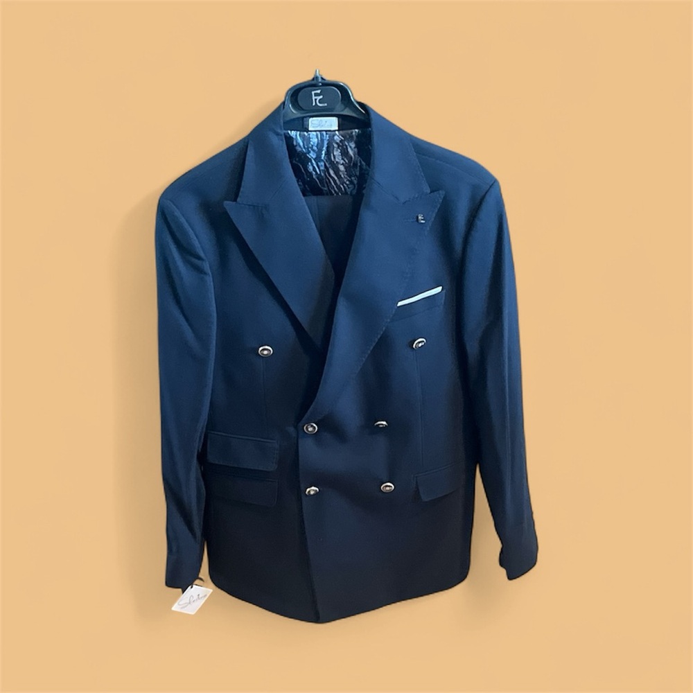 Men's Navy Double-Breasted Blazer